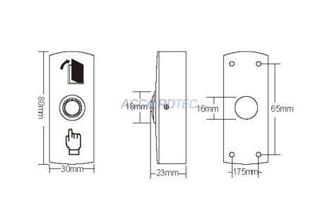 AT-H805A LED (светодиод зеленый) Кнопка выхода ACCORDTEC накладная, НО/НЗ
